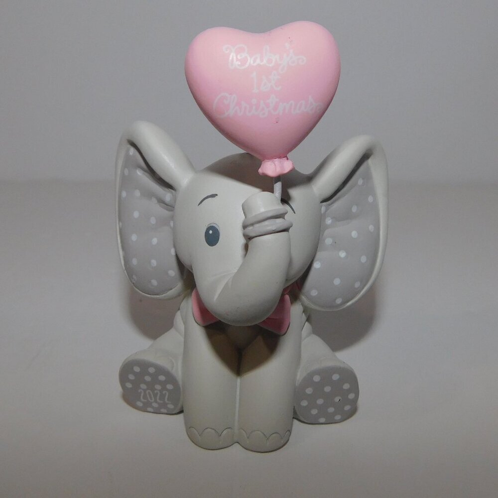 Hallmark Baby Girl 1st First Christmas Elephant Pink Heart Balloon Ornament 2022